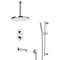 Thermostatic Tub and Shower Faucet Set with Handheld and Ceiling Rain Shower Head